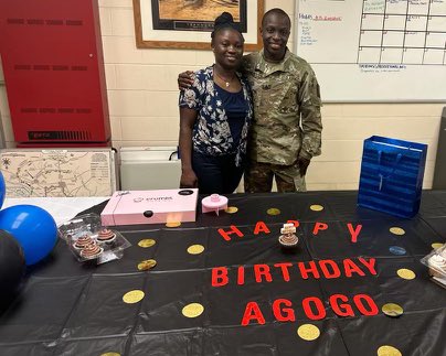 Foxtrot832nd's tweet photo. Yesterday DS Agogo celebrated with his natural family…. Today he was surprised by his Falcon Family! Never be busy to take care of the ones who take care of you. #Soldiers #FamilyFirst #HappyBirthday #TotalSoldier @CSM_Grant @LTCRobinson_B @MikeCavezza @Ramtahal_Eldred https://t.co/pXEEpIMlbc