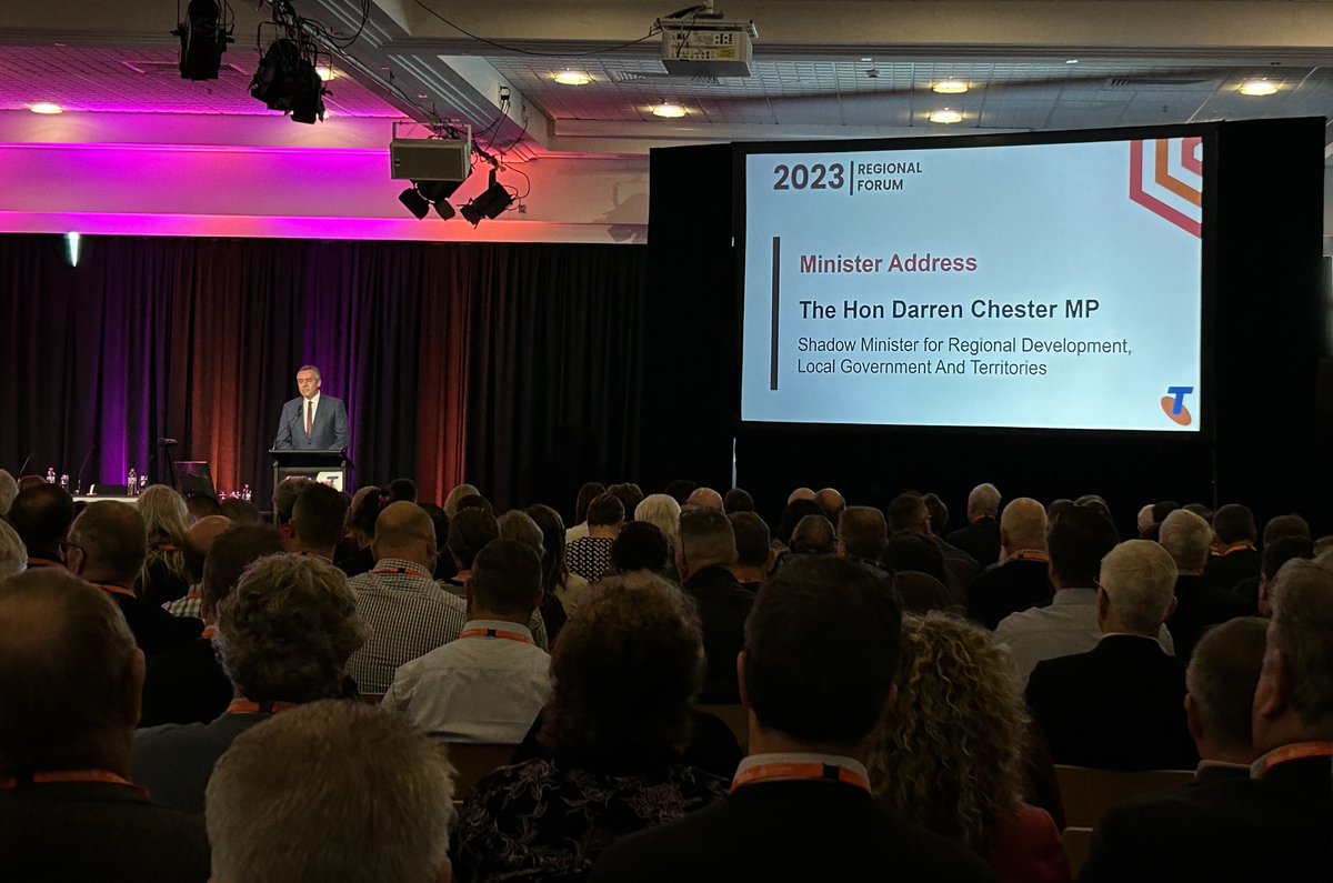 @DarrenChesterMP speaking to the Regions fighting harder for every dollar.
To attract and retain skilled workforce we need to invest in the Regions.
Local Gov is best placed to make the case for regional investment.
@ALGAcomms @latrobecity @OneGippsland 

#NGA23 #localgovernment