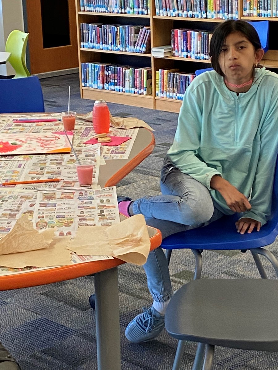 StoneMSReads's tweet photo. Winding down at our Sip &amp; Paint session in the library. Thanks to our Social Studies Mrs. Harrison-Ward for the collaboration! @FCPS_LIS https://t.co/AwuAVw1Ngp