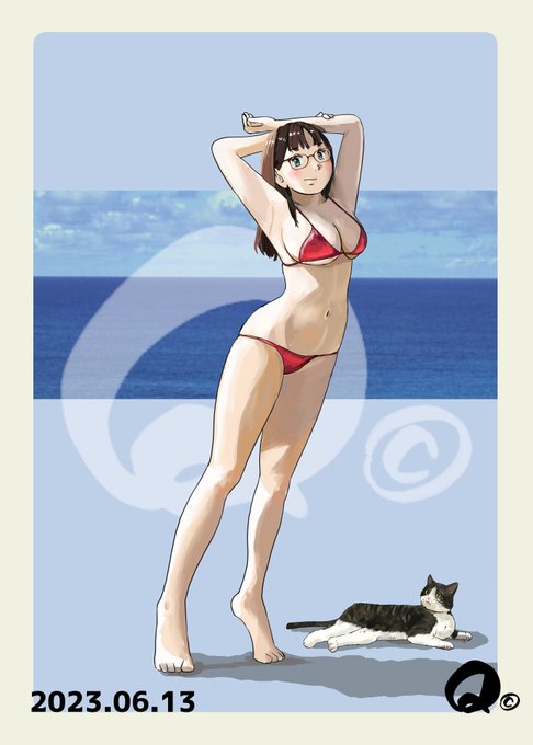 6/13㊋のモカちゃん🌊
赤ビキニ👙 