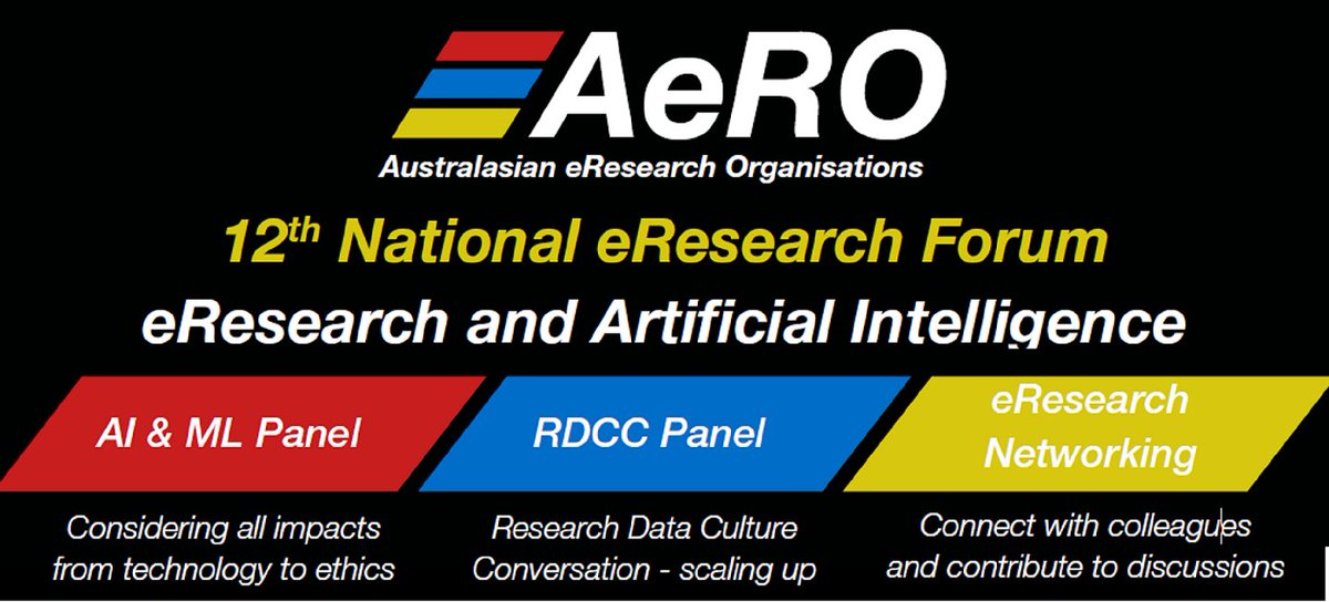 12th National #eResearch Forum - opening remarks by @davidaabramson + @retta_davis + panellists @TobyWalsh @unsw_ai  @karinv @RMITComputing @ProfSallyCripps @HTI_UTS
@giwebb @MonashUni  @nickdjones @NeSI_NZ
Ryan Winn @ACOLA_Aus @eResearchTools @UNSW
Ai-Lin Soo #AI #ML #RDCC #HPC