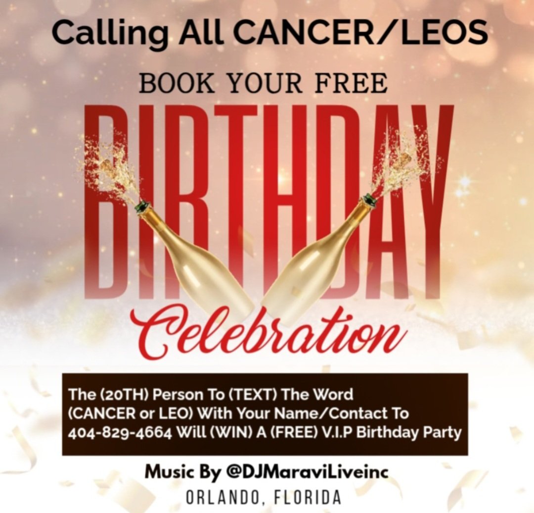 multimillion1's tweet photo. Calling All #CANCER/#LEO 

Come Out &amp; #Celebrate Your #Birthday 
At The Hottest #Event In "#ORLANDO"
_________________________________
#MIMLIVEBYMARAVI #HIPHOP #HIPHOPARTIST #HIPHOPMUSIC #RAP #RAPMUSIC #RNB #RNBMUSIC #RNBARTIST #ARTIST #REGGAE #REGGAEMUSIC #REGGAEARTIST #MUSIC https://t.co/xOqrW4x39z