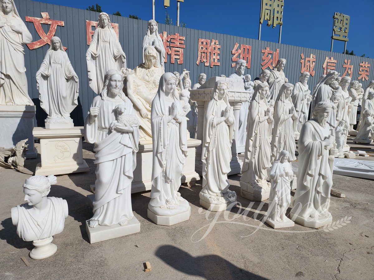 Delight in the intricate artistry of our hand-carved marble Mary statues. 😍 These striking pieces, full of elegance and grace, make a unique addition to any space you hold dear. 🕊️💖 #DivineArtistry #MaryStatue