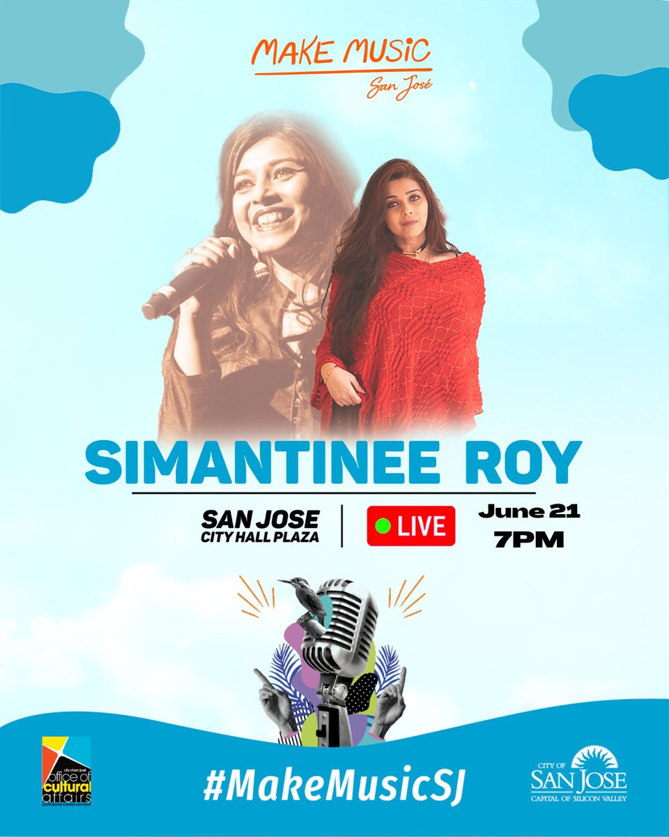 San Jose!! Will be performing for you on June 21st! Thank you  <a href="/sanjoseculture/">sanjoseculture</a>  for making me your official Bollywood Artist at this iconic venue! Look forward to the  #MakeMusicSJ’s annual music festival!
#MakeMusicDay #simantineeroy <a href="/CityofSanJose/">City of San José</a>