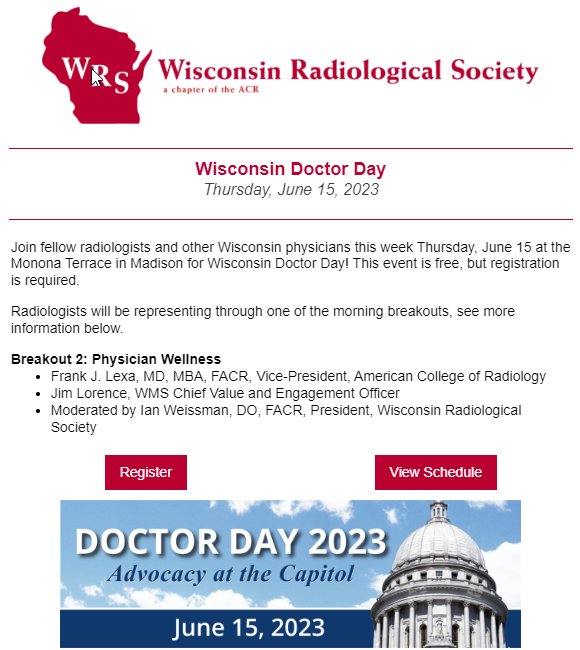 Ian Weissman, DO (@drianweissman) on Twitter photo WI Doctor Day is focusing attention on improving #Wellness at the State Capitol. With surveys stating that nearly half our colleagues plan to retire by 2025, this is a #publichealth crisis that's impacting the ability of patients to receive timely care. <a href="/WRS_WI/">Wisconsin Radiological Society</a> <a href="/WisMed/">Wis. Medical Society</a> <a href="/GovEvers/">Governor Tony Evers</a> WI Doctor Day is focusing attention on improving #Wellness at the State Capitol. With surveys stating that nearly half our colleagues plan to retire by 2025, this is a #publichealth crisis that's impacting the ability of patients to receive timely care. <a href="/WRS_WI/">Wisconsin Radiological Society</a> <a href="/WisMed/">Wis. Medical Society</a> <a href="/GovEvers/">Governor Tony Evers</a>