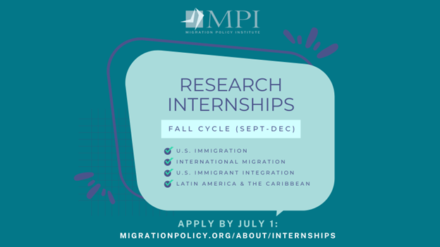 Are you a college student or recent graduate with a passion for immigration? We're seeking superlative candidates for our fall 2023 (Sept - Dec) research, communications, events & executive office internships. In-person & remote Apply by July 1: migrationpolicy.org/about/internsh…