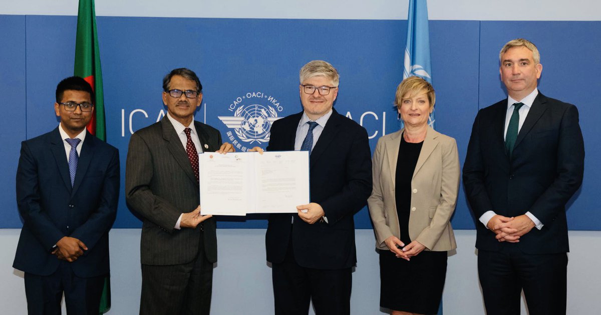 1) On behalf of #Bangladesh deposited Instruments of Ratification to the Protocol Relating to an Amendment to the Convention on International Civil Aviation [Article 50(a)] & to the Protocol Relating to an Amendment to the Convention on International Civil Aviation [Article 56].