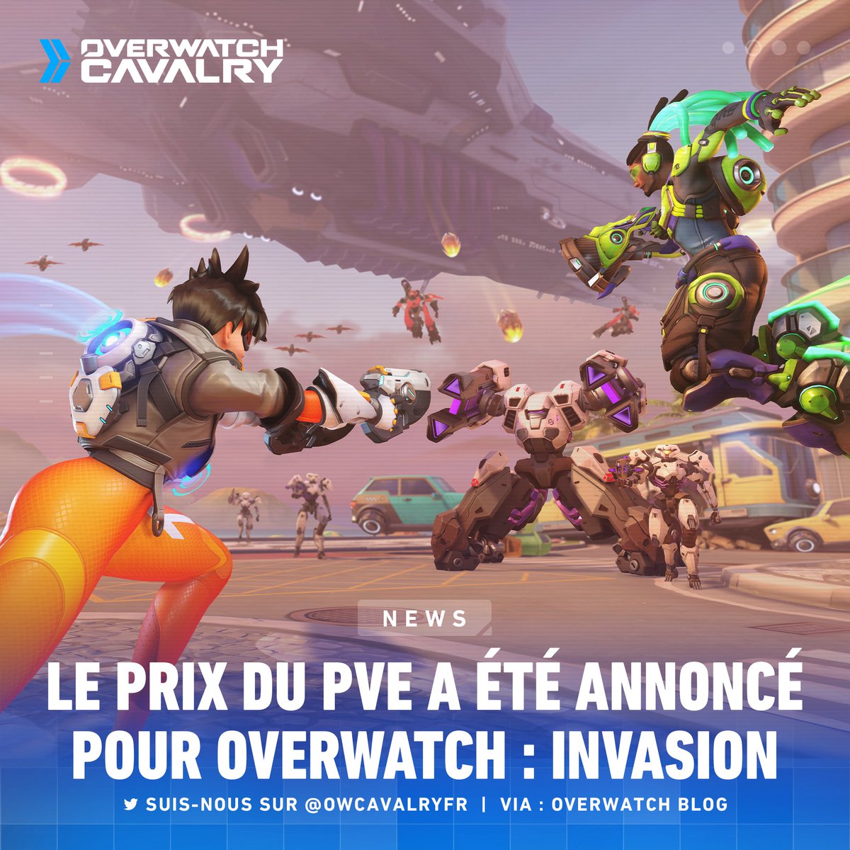 Les prix des Story Missions ont été annoncés pour #Overwatch2 📙

Le lot Invasion (15€) :
📚 Accès permanent aux missions Invasion
🪙 1 000 pièces 
✨ Skin légendaire Sojourn

Lot Ultimate Invasion (40€) :
✨ Skins légendaires Cassidy &amp; Kiriko
👾 Premium Battle Pass Secteur