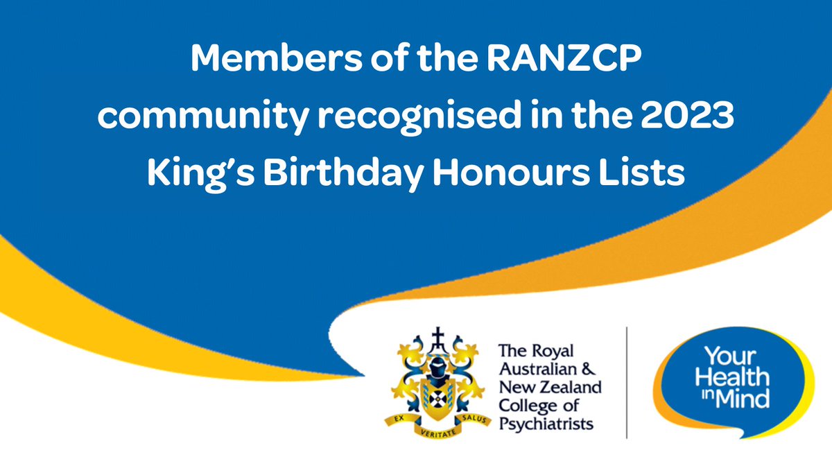 The RANZCP is delighted that five psychiatrists, as well as our College Kaumātua, have been recognised in the Australian and New Zealand King’s Birthday 2023 Honours Lists for their service to #mentalhealth and #psychiatry.
Read more here: ranzcp.org/news-analysis/…