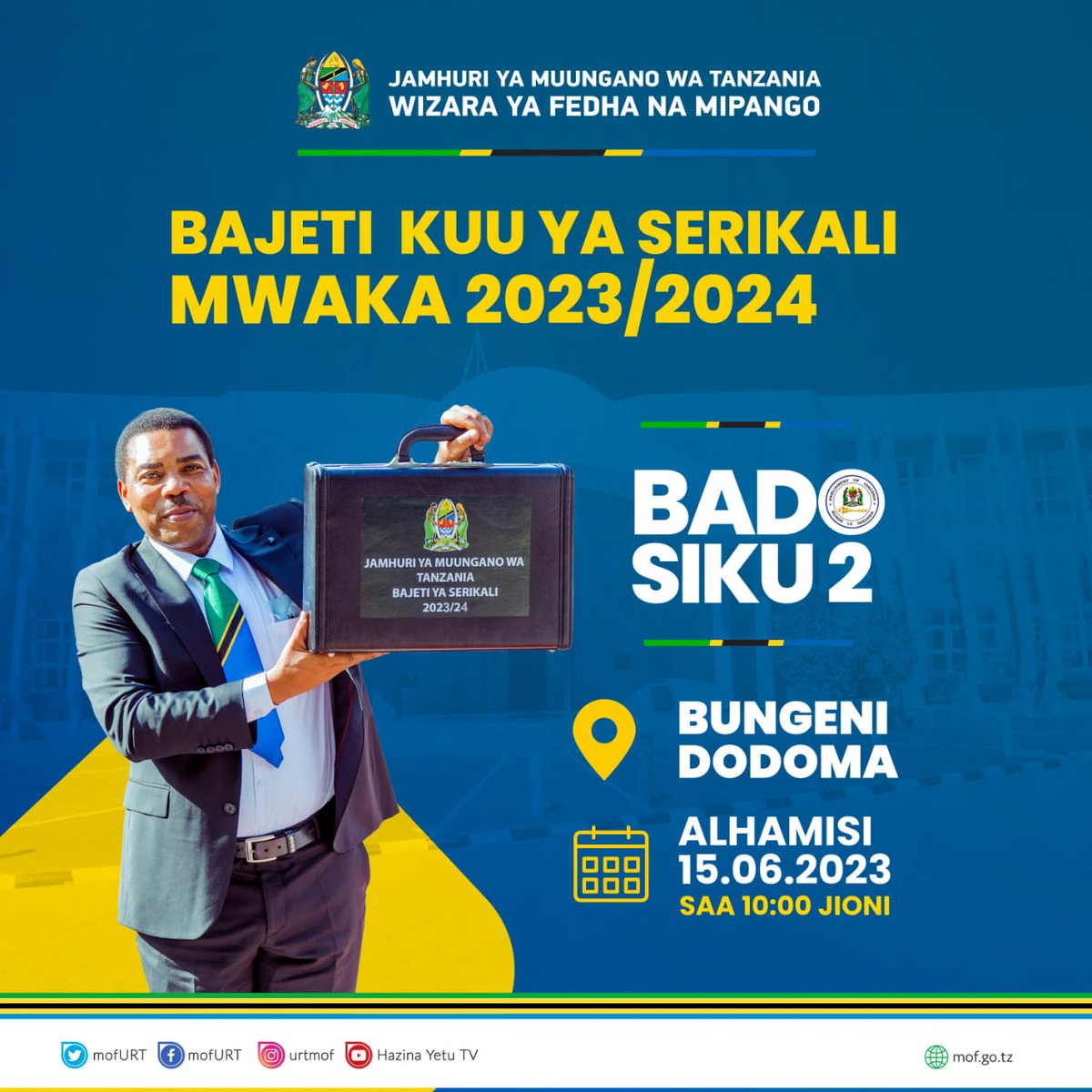 📍Bungeni Dodoma 

Bado Siku 2 tu..

Kuelekea Bajeti Kuu ya Serikali 2023/2024

#BajetiKuuYaWananchi 🙏