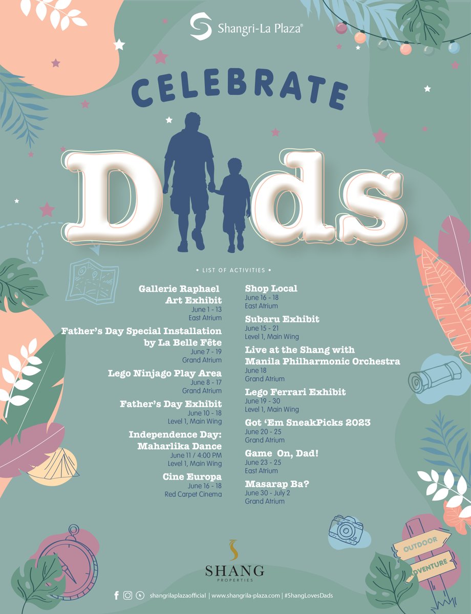 Join us at Shangri-La Plaza as we celebrate the amazing dads in our lives! Let's make this Father's Day unforgettable with special events, promos and surprises. Don't miss out on honoring the heroes in our families! #shanglovesdads #seeyouattheshang