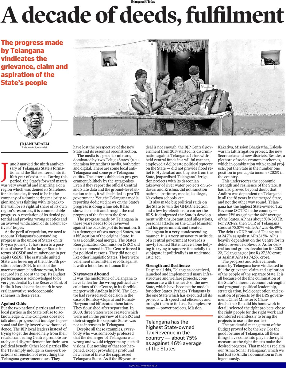 June 2 marked the ninth anniversary of Telangana State’s formation and the State entered into its 10th year of existence. During this period, the State’s forward march was very eventful and inspiring writes Janardhan Janumpalli, Sr activist and independent journalist.