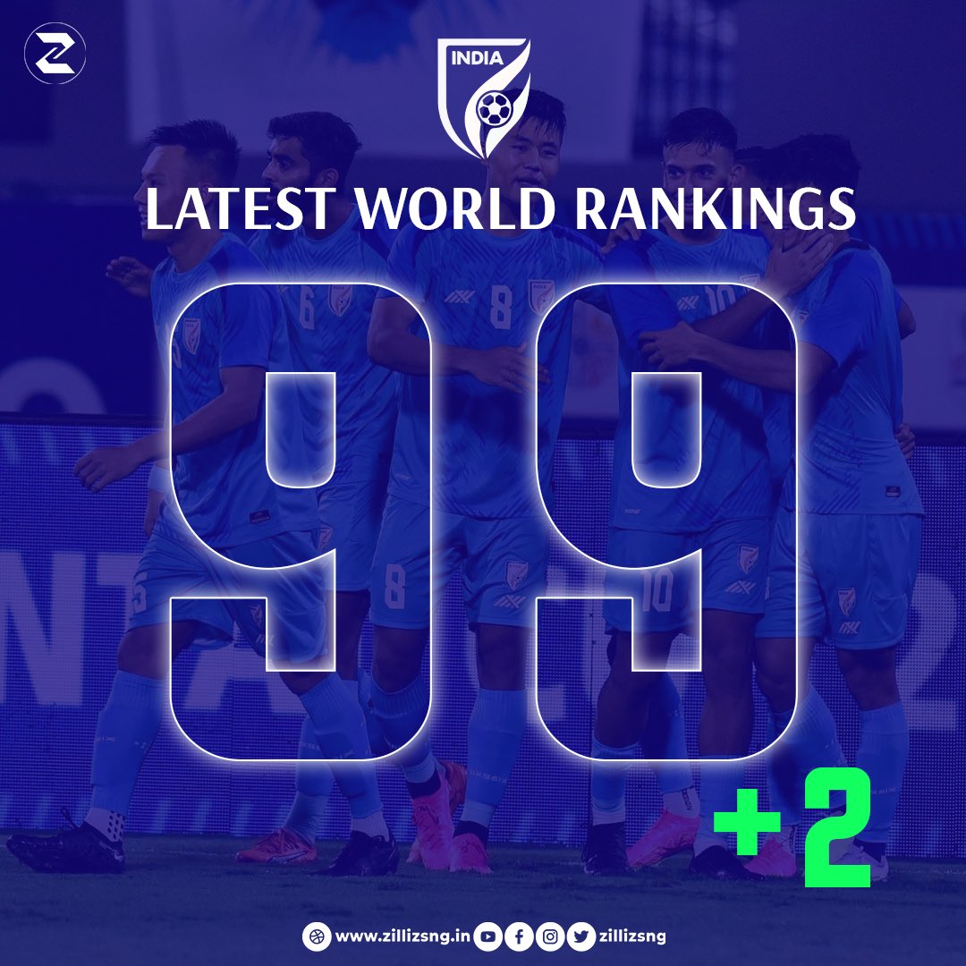 India has overtaken Lebanon, and is now ranked 99th in the latest FIFA rankings🔥

#indianfootball #indianfootballfans #indianfootballteam #fifaranking #footballnews #zillizsng #zillizsports