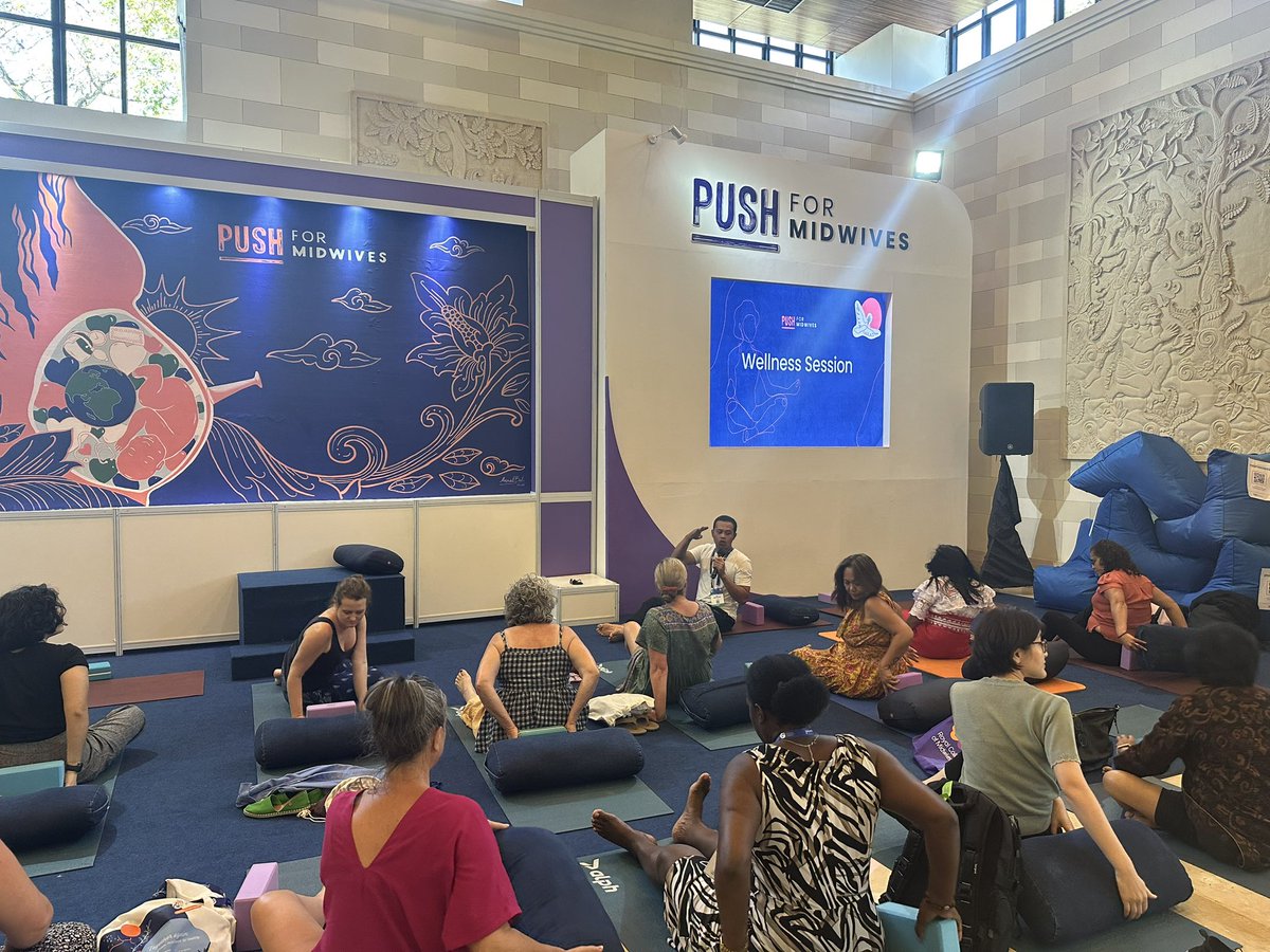 pushcampaignorg's tweet photo. The #PUSHForMidwives Lounge is a busy place at the @world_midwives #ICMCongress2023! Today we’ve:
🎥 Hosted a screening of our new film, “Neha”
🧘♀️Provided two yoga workshops on relaxation techniques for midwives!
Keep checking back at the Lounge for more self-care activities! https://t.co/cYFSiRSCIY
