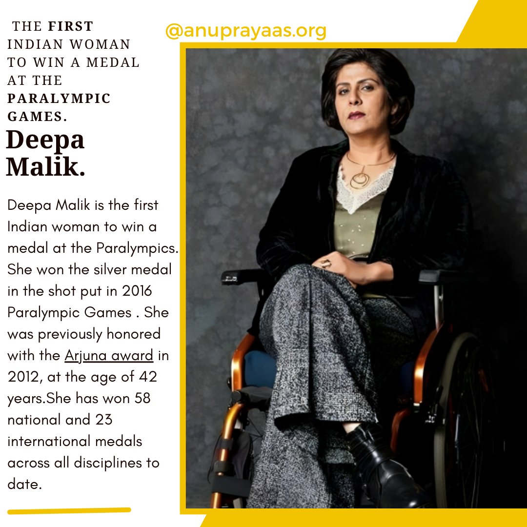 Deepa Malik ,the first Indian woman to win a medal at the Paralympic Games, and an advocate for disability rights and empowerment. She has shown us that anything is possible if we set our minds to it.#DeepaMalik #Paralympics #Inspiration #DisabilityEmpowerment @deepamalik