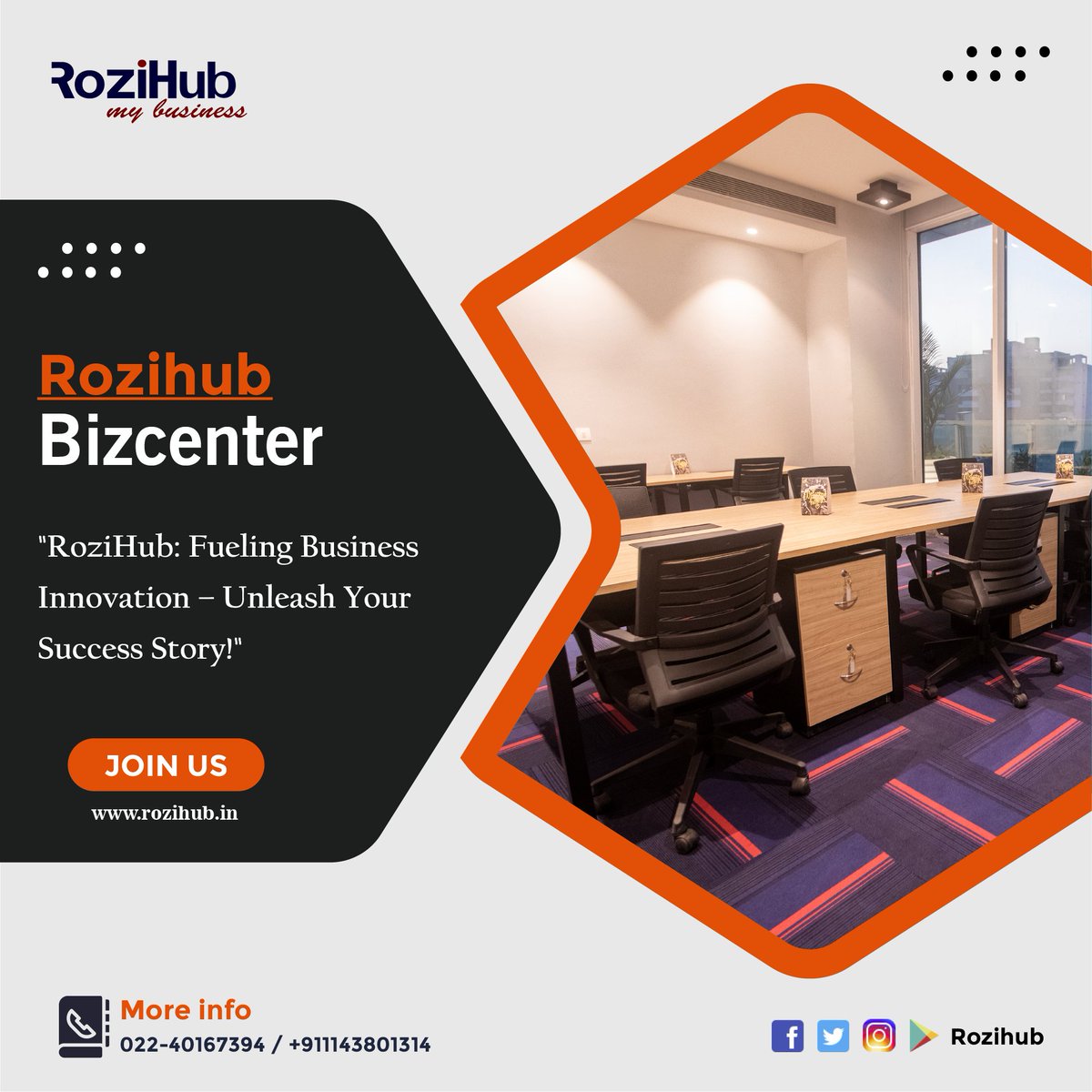 'RoziHub: Fueling Business Innovation – Unleash Your Success Story!'
#smallbusinessadvice #rozihub #delhi #mumbai #SmallBusinessGrowth  #smallbusinessnz #smallbusinessconsultant #smallbusinesses #virtualshopping #coworking #cafes #meetingspace #skilledworkers #Professional