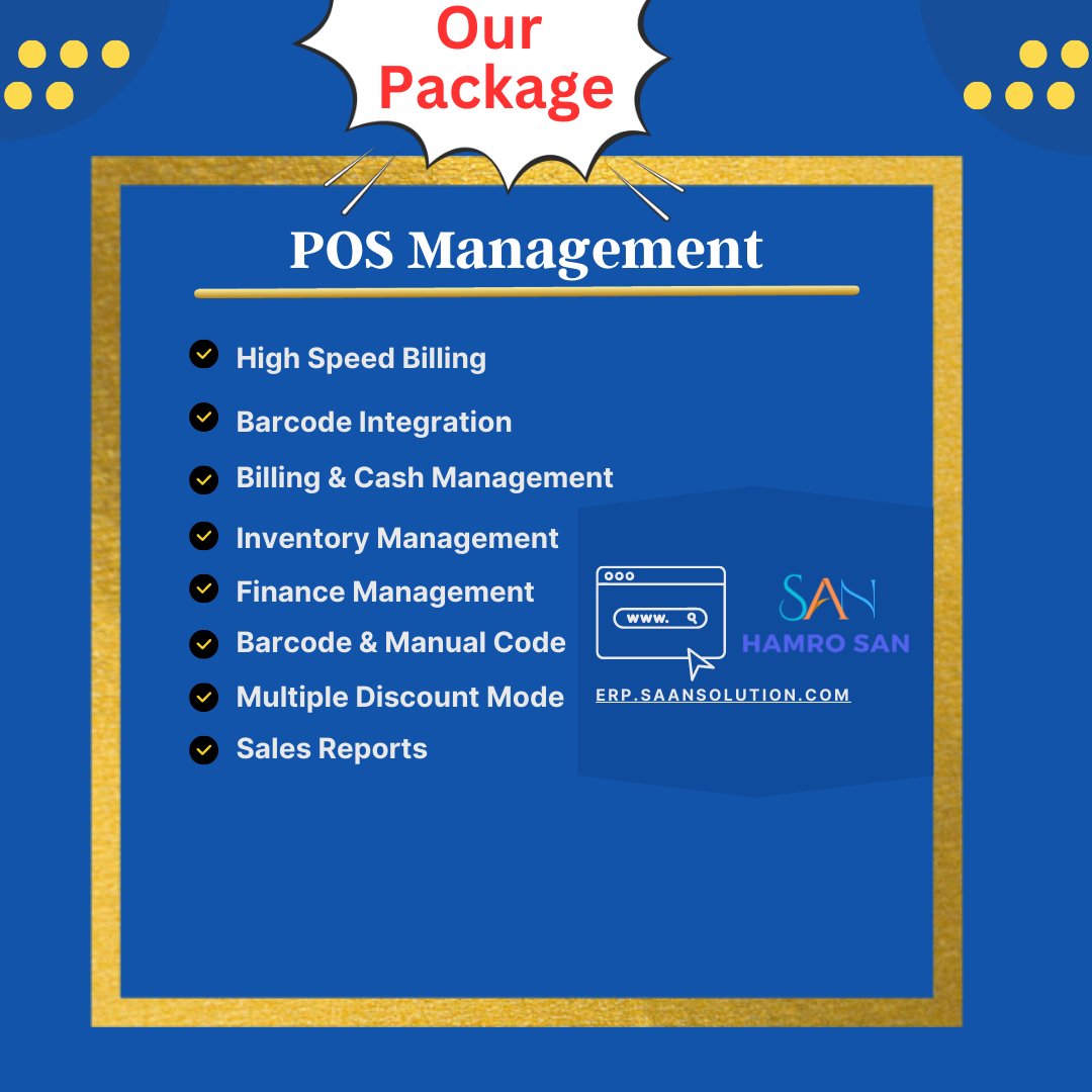 Hamro_SAN's tweet photo. Don't Miss this golden opportunity. MEGA OFFER Rs.599/Monthly on Restaurant and ERP System Signup for a free trial for 7 days

https://t.co/Lu4b7LKcYd https://t.co/dTdog2hSxX