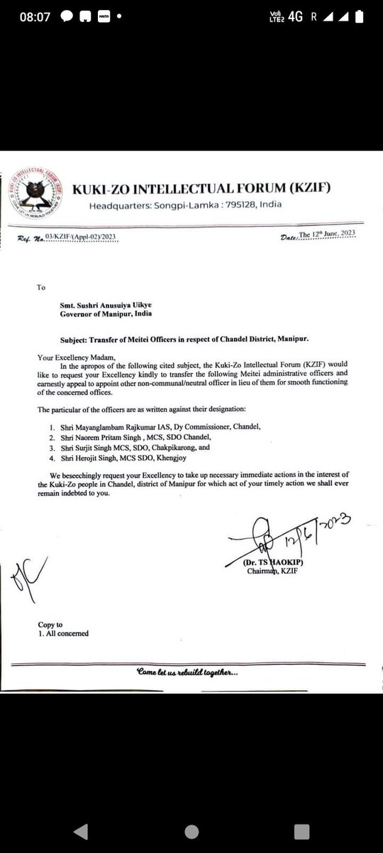DynaMaibam's tweet photo. "Respecting institutions: Let's avoid adding communal color to every situation. Disappointed by the lack of intellectual discourse from the Kuki Zo Intellectual Forum. #InstitutionalRespect #CommunalHarmony #IntellectualResponsibility
#ManipurRiots #manipurviolence #ManipurBurning #ManipurOnFire #ManipurNews @narendramodi @AmitShah @PMOIndia @ndtv @aajtak @TimesNow @ABPNews @BBCIndia #OneMeitei #SaveManipur #SaveIndia #SaveIndigenous #PeaceInManipur #Truthprevail #Meiteiunited