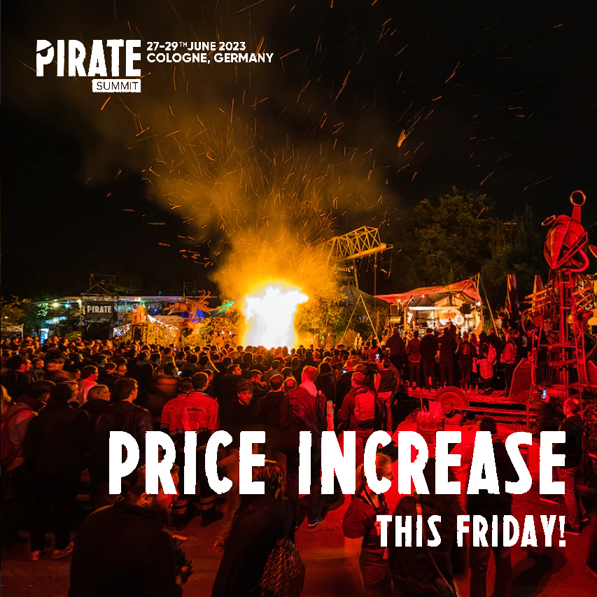 🔥 PIRATE Summit TICKET PRICES will be increasing this Friday!  🔥 

That's all! 

🙏

Get your ticket here: bit.ly/piratesummitti…