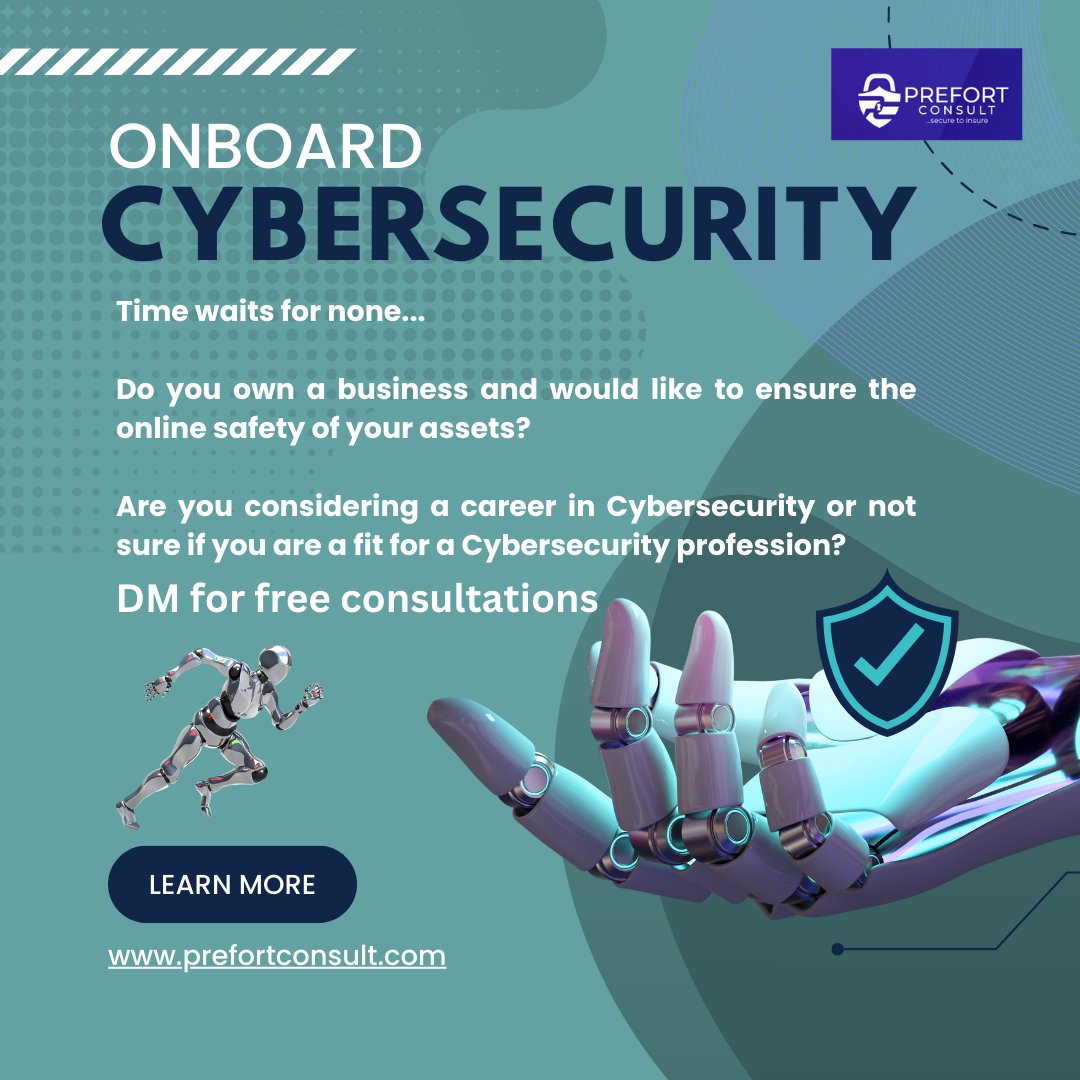 Prefort_Consult's tweet photo. We help professionals with no background in tech or coding, achieve their goal for a more rewarding and better earning career, through mentorship and taking our courses on Cybersecurity, and we can help you too.

Send us a DM to get started. #Cybersecurity #Enugu #Lagos #Finland https://t.co/TVu4FBTaXV