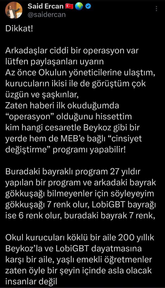 dailyummah's tweet photo. 🗣 Yazar #SaitErcan, Beykoz'daki özel okul hakkında çıkan #LGBT haberlerini yalanladı:
"Arkadaki bayrak 7 renk. Bu gökkuşağıdır. LGBT bayrağı ise 6 renk olur. LGBT lobisi, bu yalan haberle tepkimizi ölçmek ve bu durumu normalleştirmek için deneme yapıyor." https://t.co/qG2DooEJk4