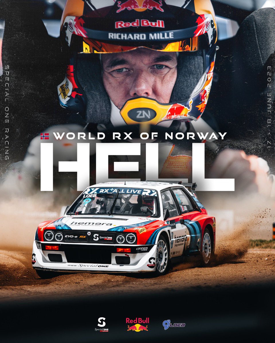 SebastienLoeb's tweet photo. Cap sur la Norvège pour le deuxième round du @FIAWorldRX avec @sp1racing et Guerlain Chicherit 🇳🇴
#SpecialOneRacing #RedBull #SFR #RichardMille #Vulcanet #Indianmotorcyclefrance #Bardhal #Bell https://t.co/3pl2BlrJGt