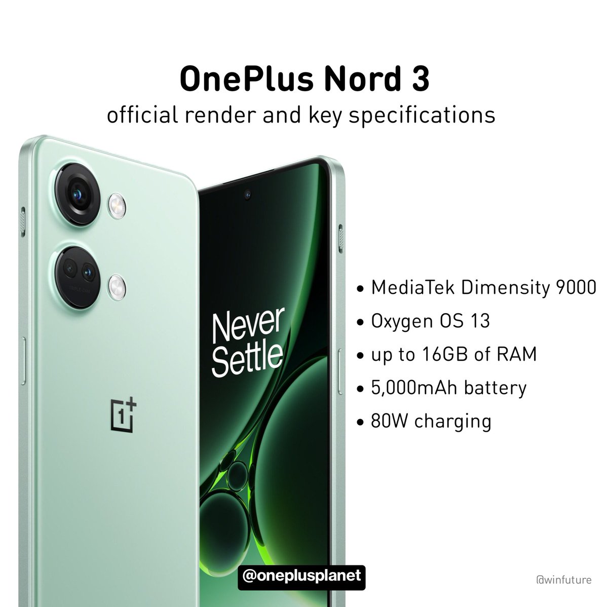 oneplusplanet's tweet photo. OnePlus Nord 3 Geekbench listing reveals key specifications and official renders shared by WinFuture! ⁣ #OnePlusNord3 #OnePlus https://t.co/GOl869Xz3f