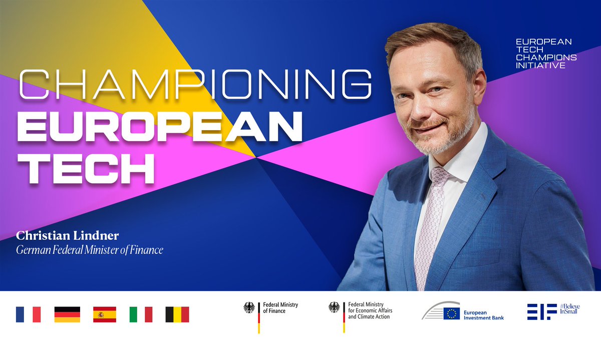 Bundesministerium der Finanzen (@bmf_bund) on Twitter photo 🔴 Hier live ab 10 Uhr: Wie wir mit der European Tech Champions Initiative Finanzierungslücken für #Startups schließen und wie VC-Fonds an Mittel kommen.
Mit dabei u.a. Minister <a href="/c_lindner/">Christian Lindner</a> sowie Fachleute von <a href="/EIF_EU/">European Investment Fund</a>, <a href="/kfw_capital/">KfW Capital</a> und @BMWK. 🔴 Hier live ab 10 Uhr: Wie wir mit der European Tech Champions Initiative Finanzierungslücken für #Startups schließen und wie VC-Fonds an Mittel kommen.
Mit dabei u.a. Minister <a href="/c_lindner/">Christian Lindner</a> sowie Fachleute von <a href="/EIF_EU/">European Investment Fund</a>, <a href="/kfw_capital/">KfW Capital</a> und @BMWK.