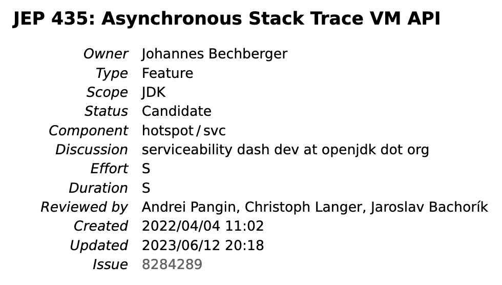 After one and a half years, I'm finally an OpenJDK committer, so I can own my JEP :)