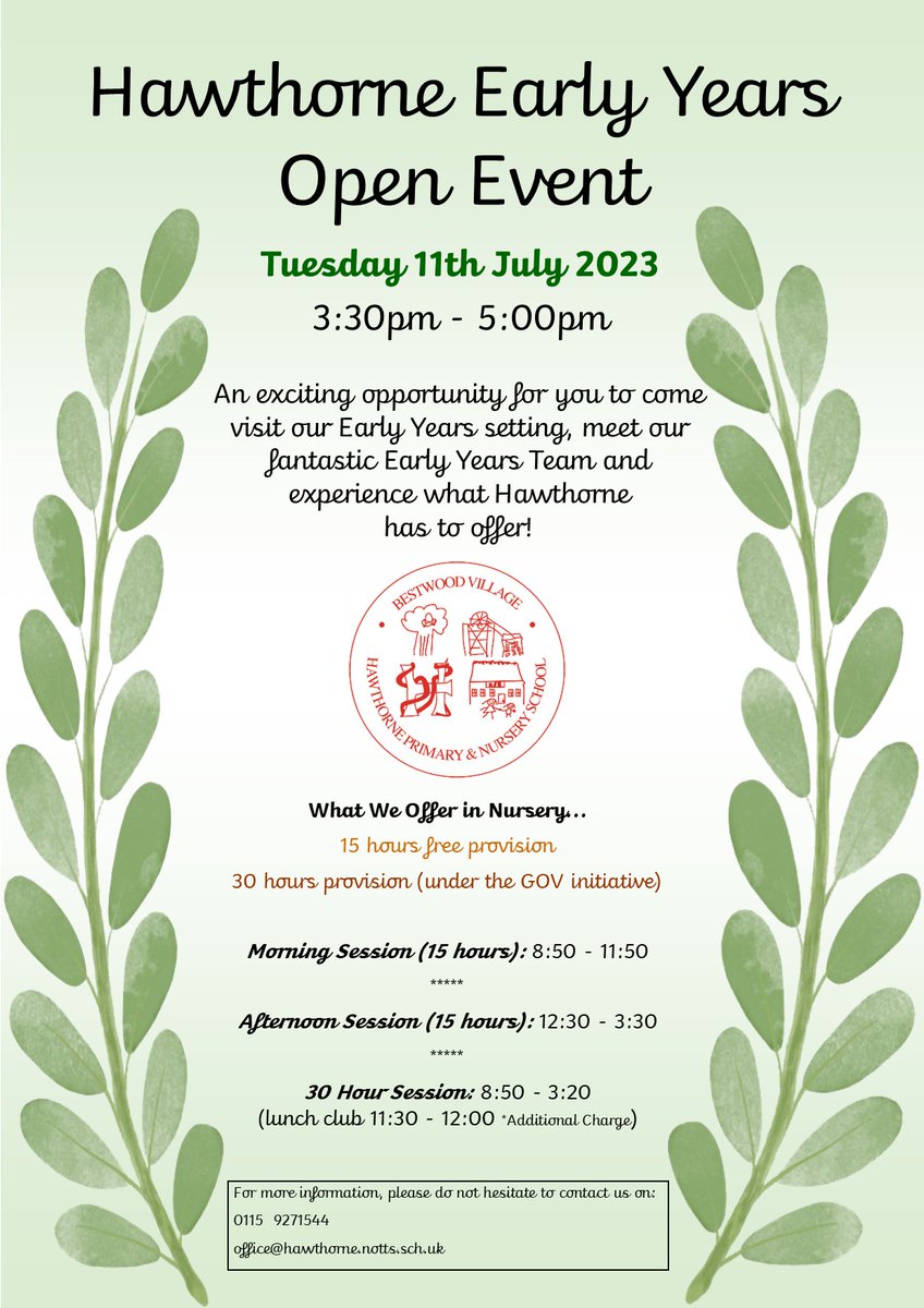 FHPHawthorne's tweet photo. Are you interested in your child attending our Nursery or Reception class at Hawthorne? If so, come visit us on Tuesday 11th July at our Early Years Open Event. We can't wait to see you! https://t.co/YIhvMB0QcW