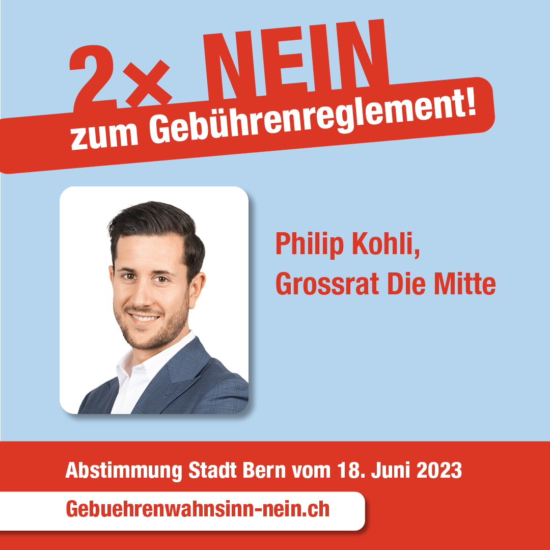 Die Stadt Bern soll sich nicht die Stadtkasse auf Kosten derjenigen bereichern, die sich keinen Einstellhallenplatz leisten können. Deshalb sagen wir klar 2xNEIN zum Gebührenreglement. 
<a href="/gwnein/">Gebühren Wahnsinn</a>