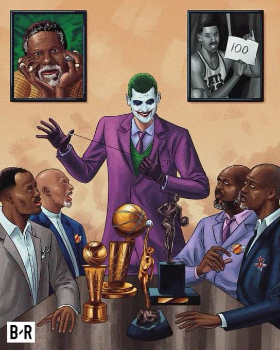 Alfred_Castilla's tweet photo. Nikola Jokić se une a lista de los mejores pivots de la historia:

Campeón de la NBA ✅
MVP de las Finales ✅
MVP de la temporada regular ✅✅

Imagen de Bleacher Report.
#NBA #NBATwitter #NBAPlayoffs https://t.co/Hx9sRAsLk4