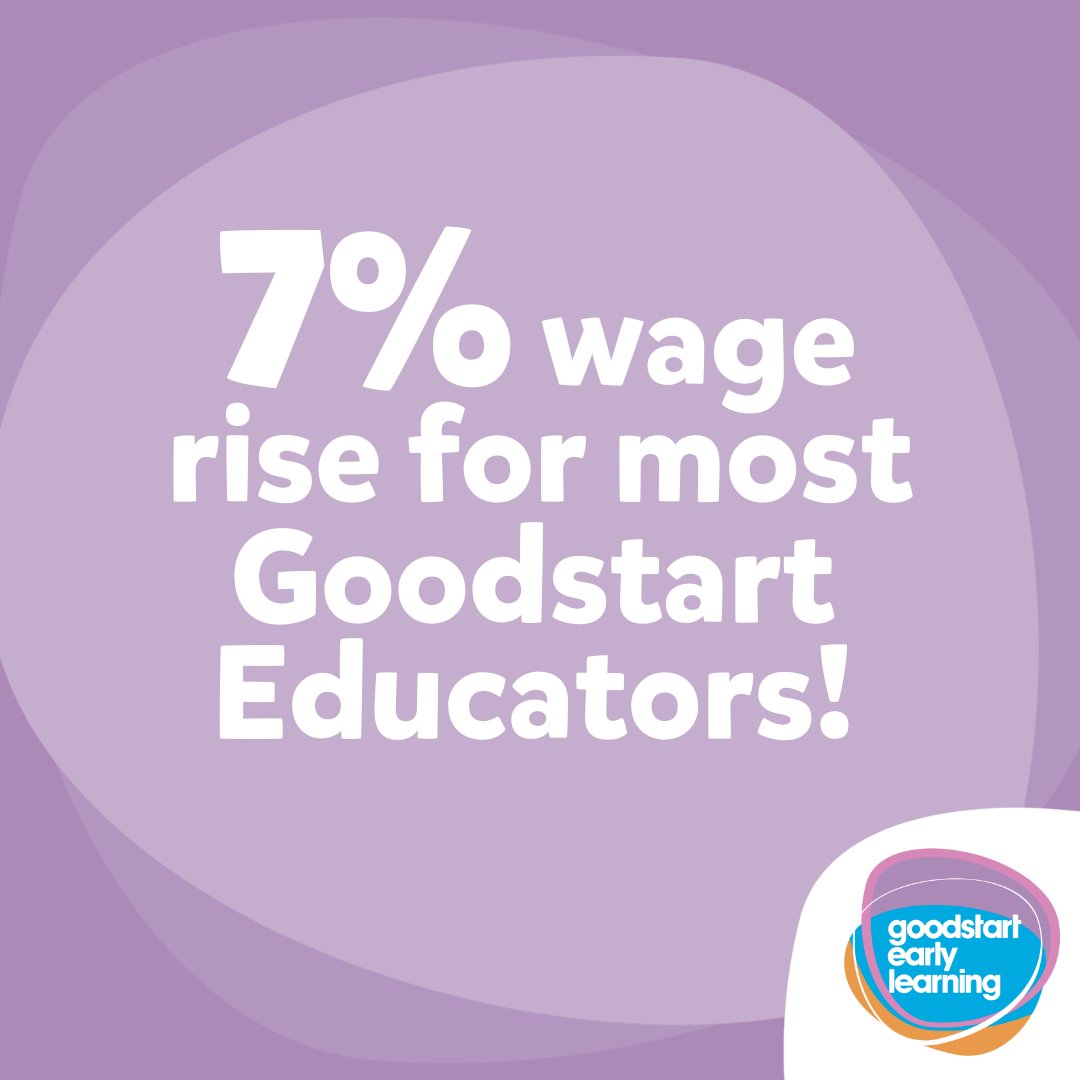 📢 We have some exciting news! Goodstart educators are receiving a significant boost to their wage! Our people absolutely make the difference each and every day to children and their families. Webiste: goodstart.org.au/news/7-wage-ri…