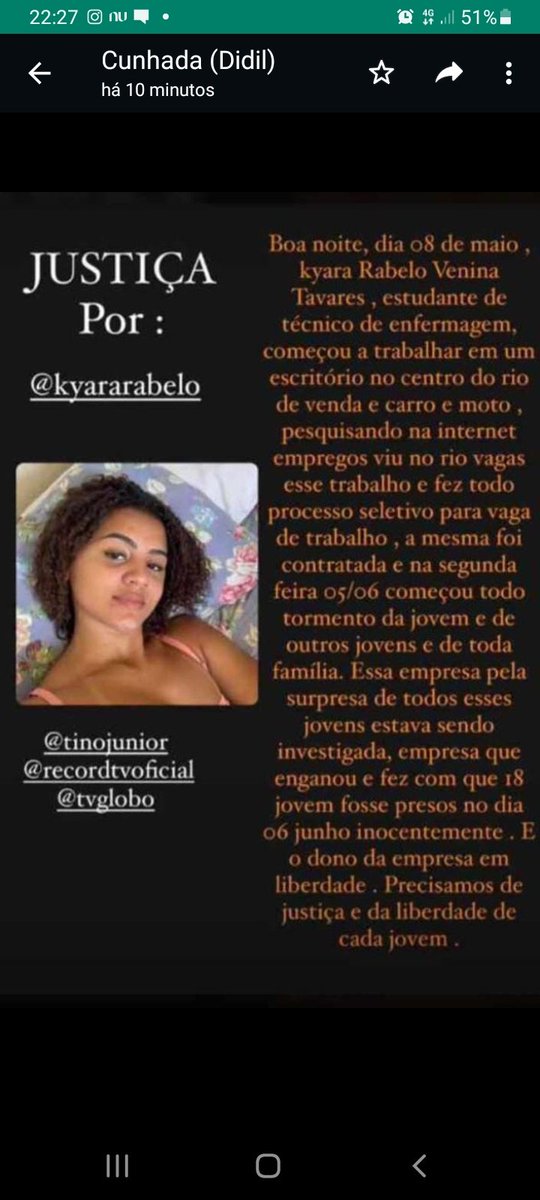 MendesTathyane's tweet photo. #JusticaporKyaraRabelo https://t.co/m3Crp0Xt4H