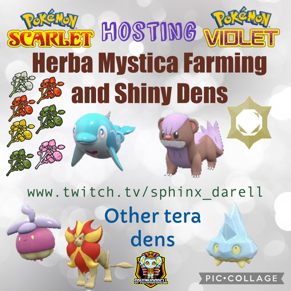 SphinxDarell's tweet photo. HOSTING Shiny TERA RAID DENS #Pokemon #shiny #PokemonScarletandviolet #ShinyPokemon  #PokemonScarletViolet #PokemonScarlet #PokemonViolet #Nintendo 

HERBA MYSTICA FARMING and Shiny Pokemon Tera Dens

ENJOY and HAVE FUN! 
https://t.co/dO3XjVFe1o

Discord: https://t.co/JiWn1lGd7o https://t.co/uAJO86xq24