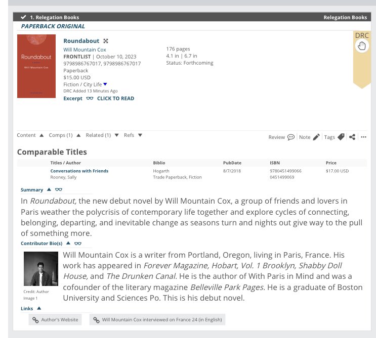 After 10 years of real small press publishing, we have joined @edelweiss_squad (thanks @NAIBAbook for the nudge)! You can now request a digital arc of @willmountaincox’s debut novel, Roundabout (10/10) here, or contact @luxlotus with media/event queries: edelweiss.plus/?sku=979898676…