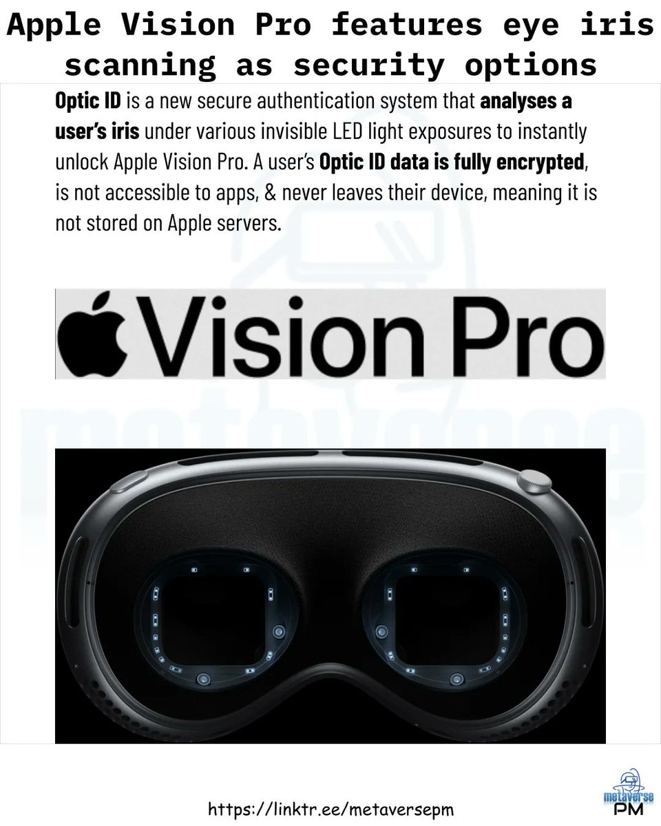 Apple Vision Pro features eye iris scanning as security options #metaverse #ar #vr #xr #augmentedreality #virtualreality #mixedreality #extendedreality #smartglasses #hololens #arcore #arkit #artoolkit #apple #visionpro #applevr #wwdc #wwdc23 #wwdc2023 #applevisionpro #visionos