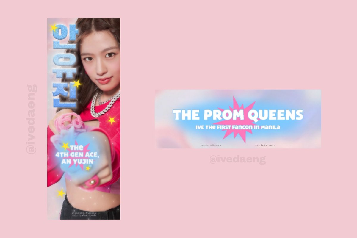 ivedaeng's tweet photo. THE PROM QUEENS
IVE THE FIRST FANCON IN MANILA

#IVE ot6 and #ANYUJIN hand banners
fan project by : @ivedaeng

♡ Like &amp; Rt only ! (show proof of d-day)
♡ very limited qty, strictly 1:1 !
♡ open for team labas and team con !

see you on d-day !! 💘 https://t.co/7fii6mZFA5