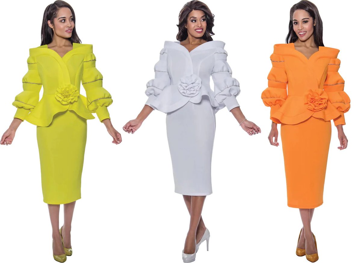 GMI 9742 Peplum Scuba Skirt Suit 
divasdenfashion.com/products/gmi-9… 
#DivasDenFashion #yellowskirtsuit #puffsleeve #yellowsuit #funeralsuit #whitesuit #orangesuit #scubaskirtsuit #funeralfashion #petitefashion #gmi9742 #peplum #cogicgrand #curvygirls #Curvystyle #beautifulcurves #curvygirl