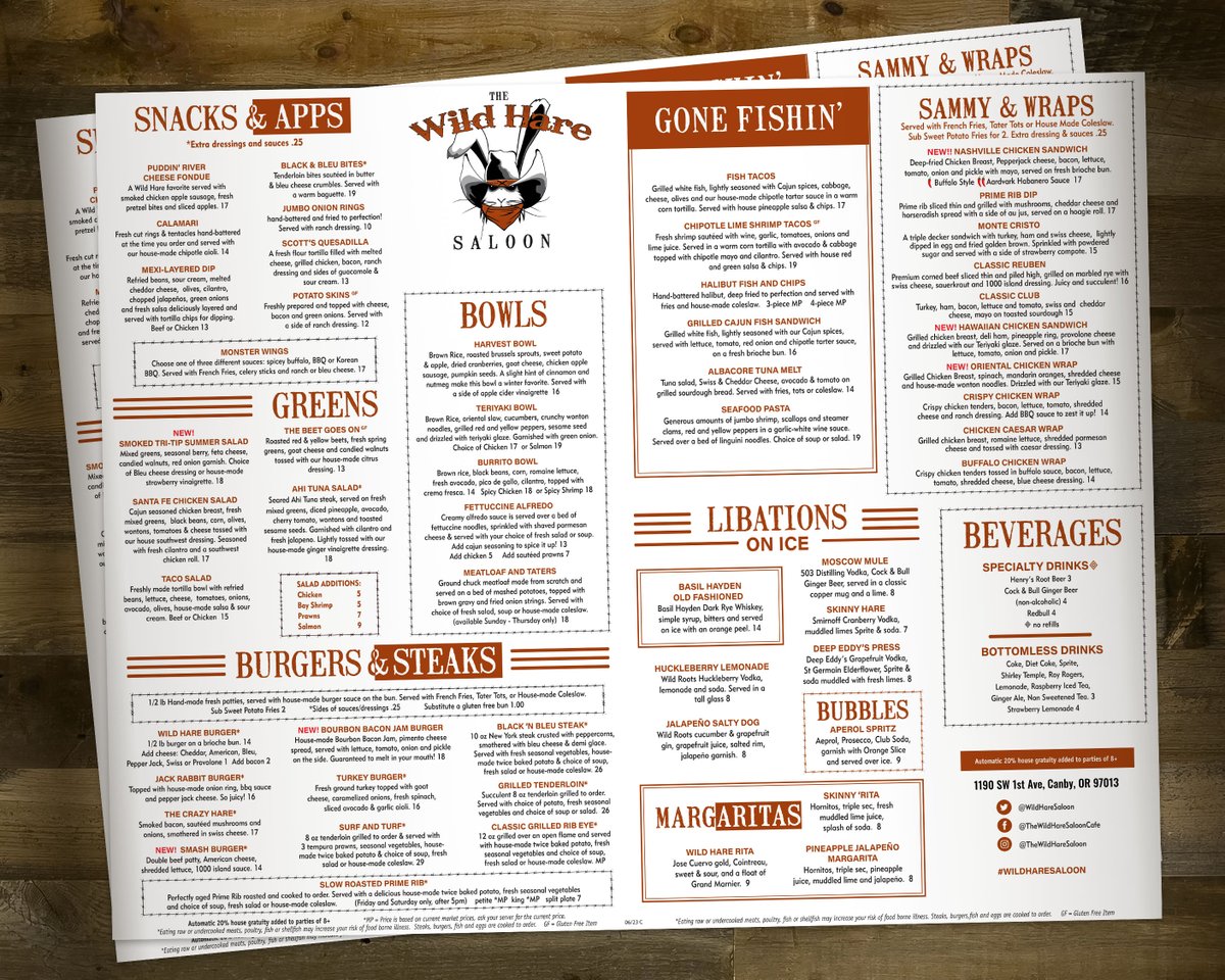 WildHareSaloon's tweet image. We're dropping a couple of updated menus in front of you starting this week. C'mon in and order from the new Wild Hare Saloon Canby Happy Hour and Main menus. 

thewildharesaloon.net/menu
