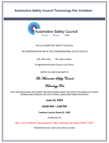 In D.C. on June 14th? Join us for the #AutoTech Fair #SafetyforEveryone to discover the latest advancements in #vehiclesafety. #vehiclesubmersion #drivermonitoring #alcoholdetection #childseats #EVs, #forwardcollisionavoidance & more! #SavingLives RSVP 👉 lnkd.in/gpuCgBT2