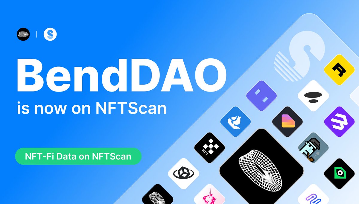 NFT-Fi Data on NFTScan👇 

BendDAO's Portfolio is now tracked on NFTScan!
nftscan.com/nftfi/BendDAO

<a href="/BendDAO/">BendDAO</a>
