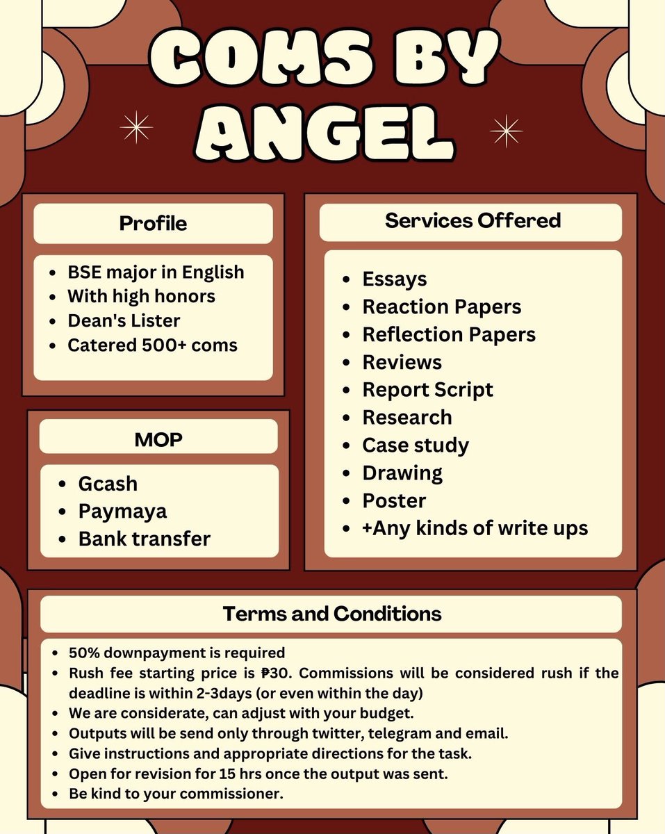 OPEN | COMS BY ANGEL✨OPEN FOR ACADEMIC COMMISSION✨ tweet media