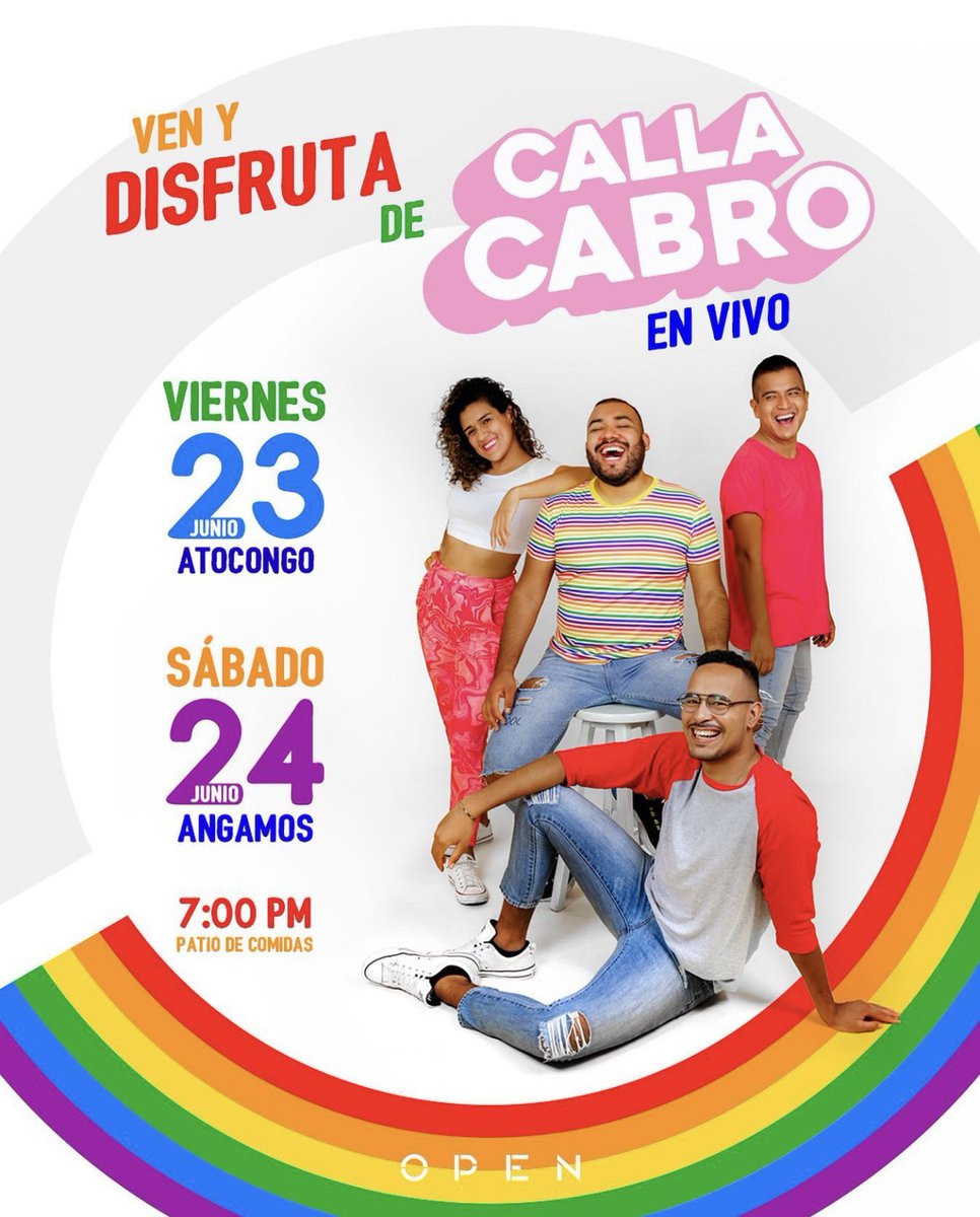 CallaCabro's tweet image. ¡Estamos de vuelta! 🤩 Estaremos haciendo shows en vivo y el ingreso será libre ✨🌈

📆 Viernes 23 / 📍 Open Plaza Atocongo
📆 Sábado 24 / 📍 Open Plaza Angamos

Ya queremos volver a verlos 💕
