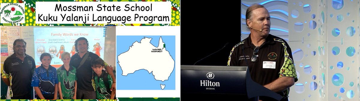 Joy_Reynolds_RA's tweet photo. Randal Smith of Mossman SS working with the community to keep Kuku Yalanji language alive, creating an advisory group with local Indigenous people with the intent that the work should be: righteous, respectful, responsible, reconciliatory, reciprocal.
#creatingfuturessummit https://t.co/AEI3yO4fN9