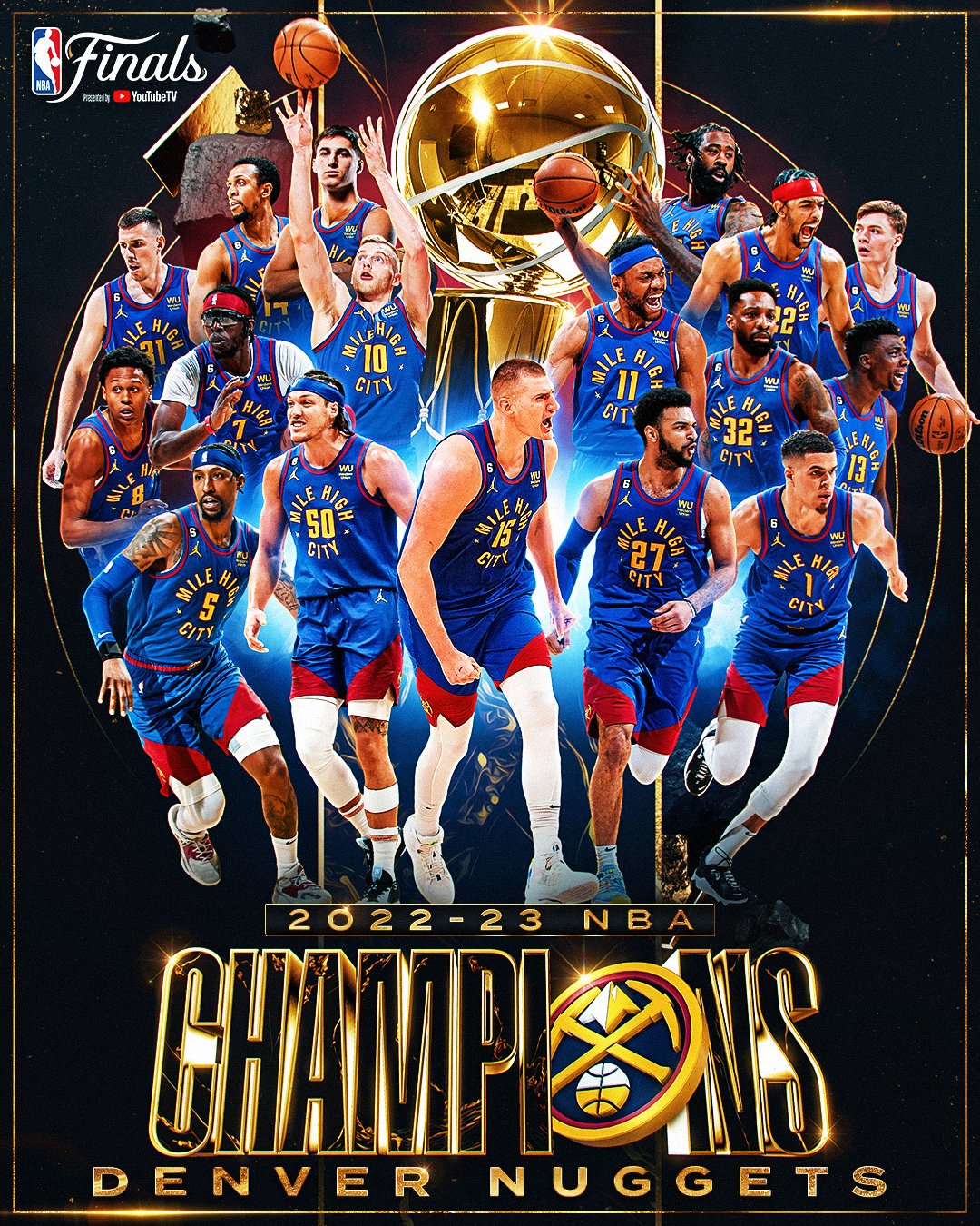 2022-2023 National Basketball Association Champs Denver Nuggets T