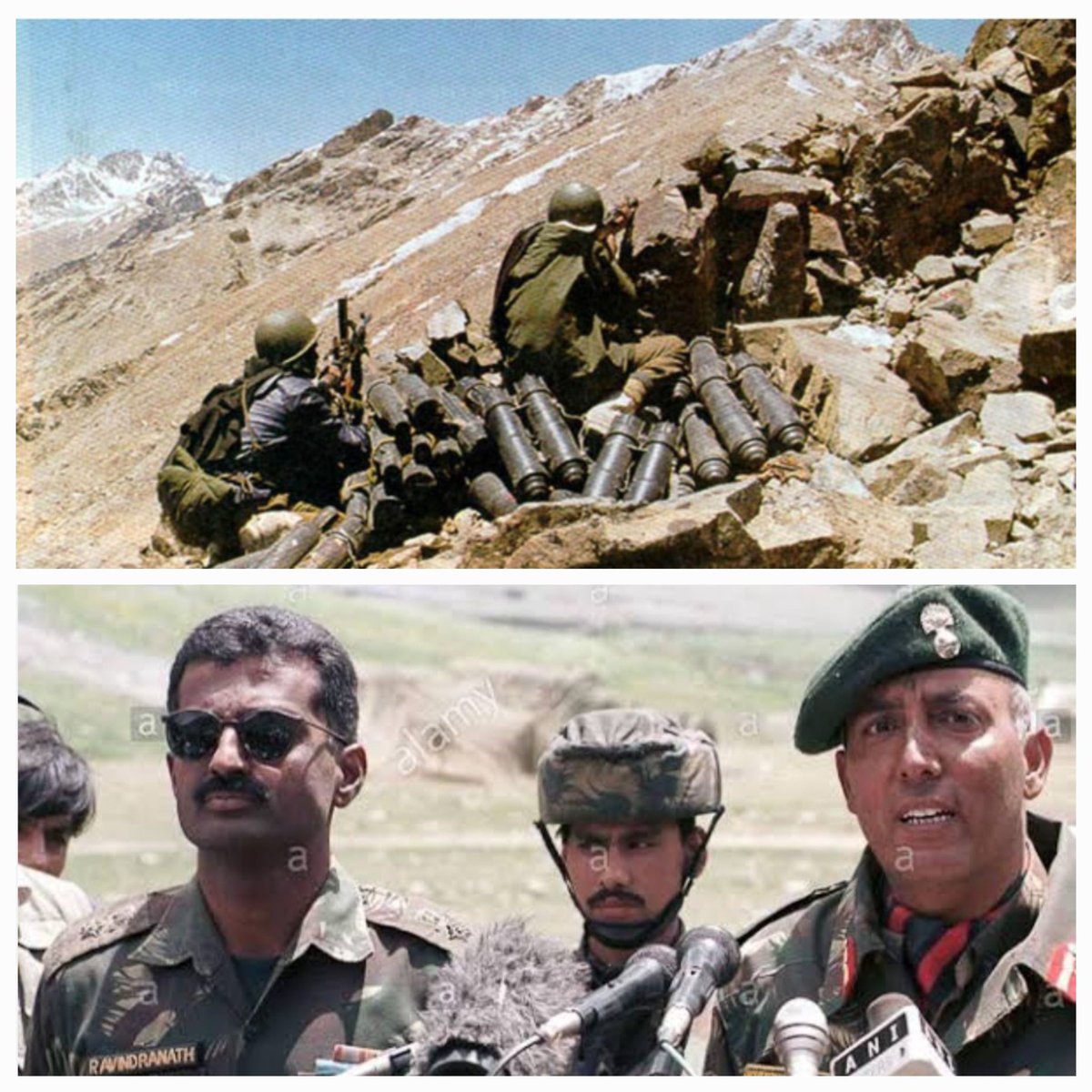 #KnowOurHeroes #KargilWar
By this time in 1999, our Veers had wrested and unfurled the Tiranga on Tololing Top - the strategic peak vital to dominate the Srinagar Leh highway... a lifeline for India

This was the turning point in Kargil War

Two among many exceptional Commanding…