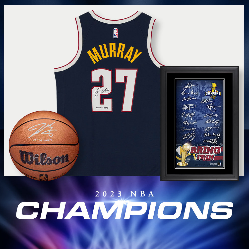 SportsMem's tweet photo. The Denver Nuggets are @NBA Champs for the first time in franchise history! 🎉

Shop @nuggets Champ Memorabilia ➡️ https://t.co/MhzIfqhMKS https://t.co/Xx6yh9eFDu
