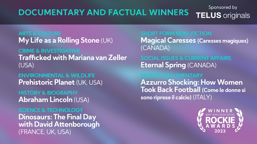 #RockieAwards Documentary and Factual stream winners 👏
l8r.it/XkLM