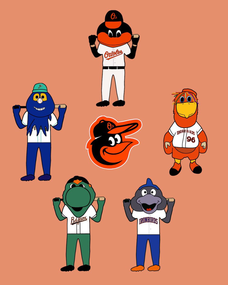 Mascot Family: Baltimore Orioles #Birdland @Orioles @shorebirds @IronBirds @BowieBaysox @NorfolkTides